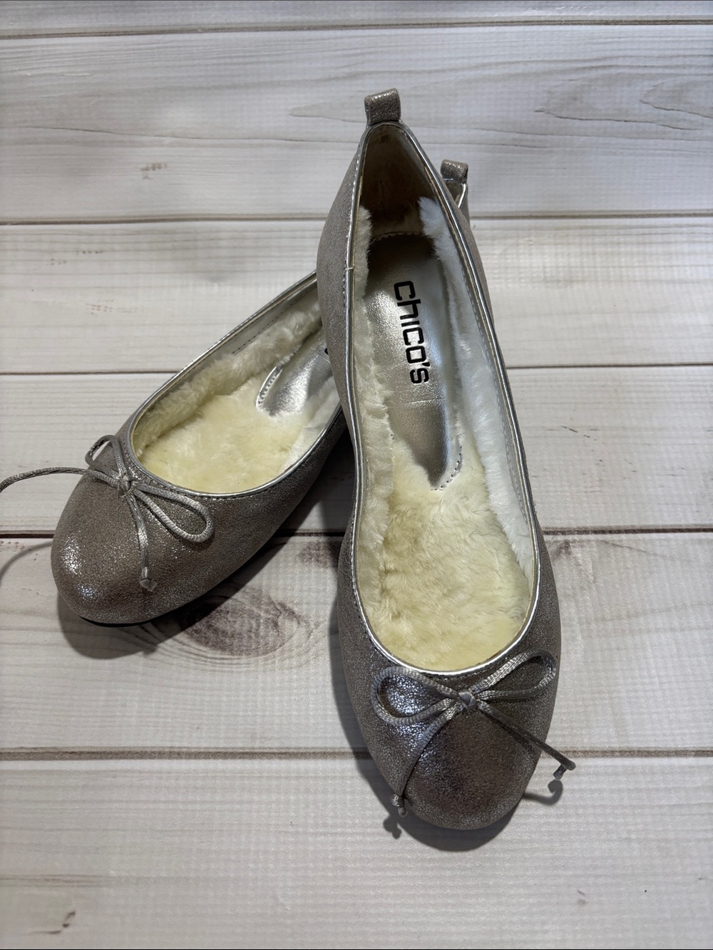 Chico’s Ballet Bow Flats - Silver